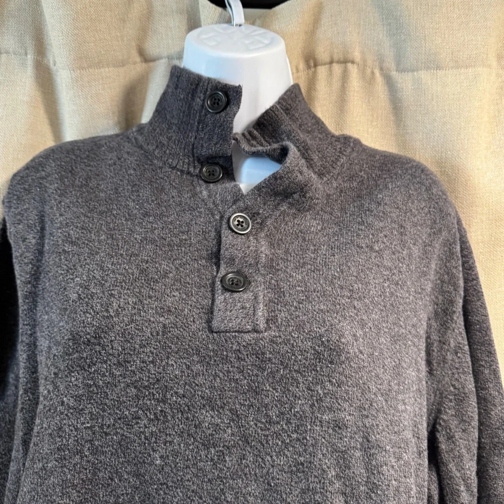 American Eagle Outfitters Mens Gray Button‎ Mock Neck Pullover Sweater XL